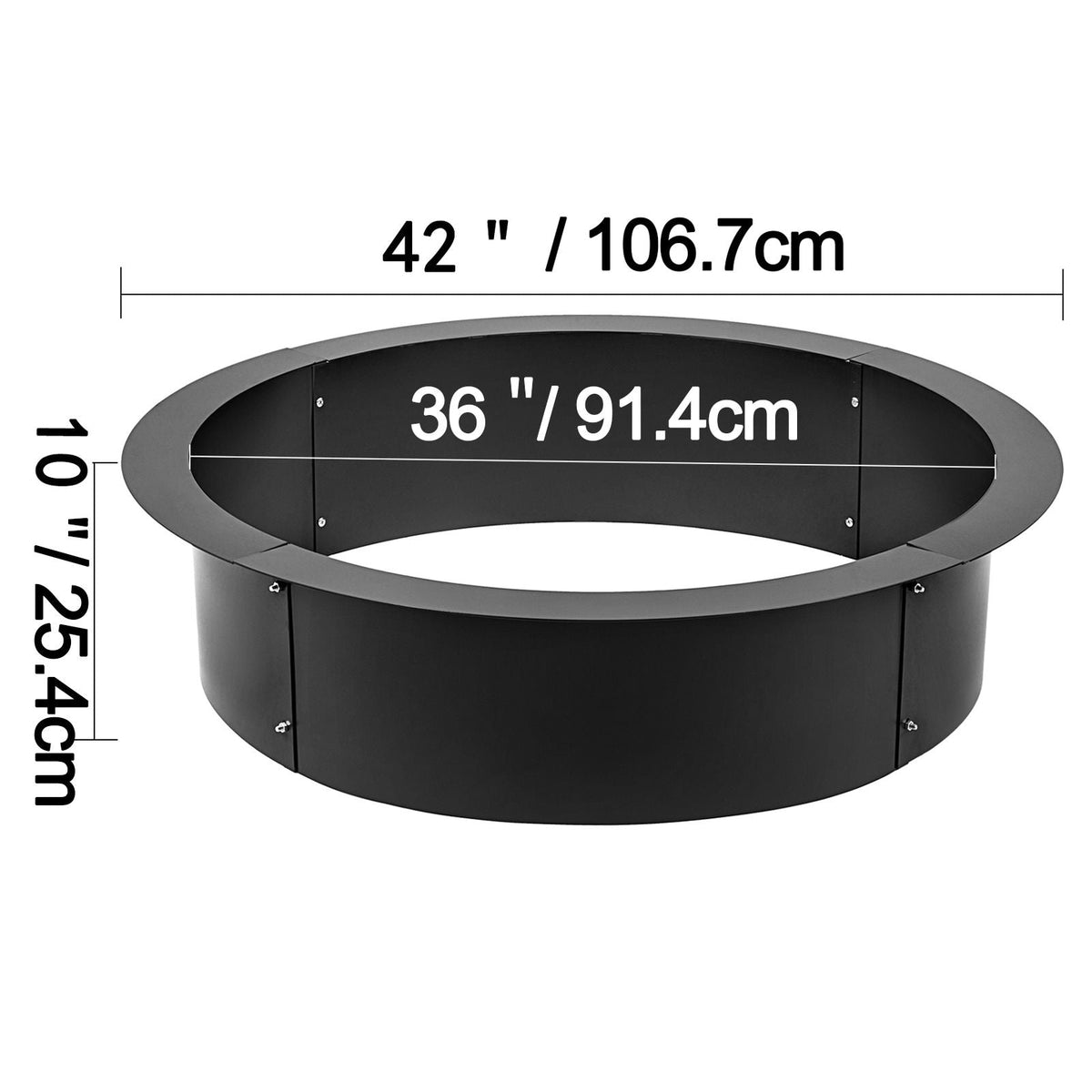 Fire Pit Ring 42-Inch Outer/36-Inch Inner Diameter, Fire Pit Insert 3.0mm Thick Heavy Duty Solid Steel, Fire Pit Liner DIY Campfire Ring Above or In-Ground for Outdoor