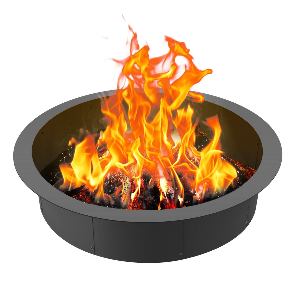 Fire Pit Ring, 44-Inch Outer/39-Inch Inner Diameter, 10inch Height 2.5mm Thick Fire Pit Insert, Heavy Duty Carbon Steel Liner DIY Campfire Ring above or In-Ground, for Outdoor Camping, Bonfires