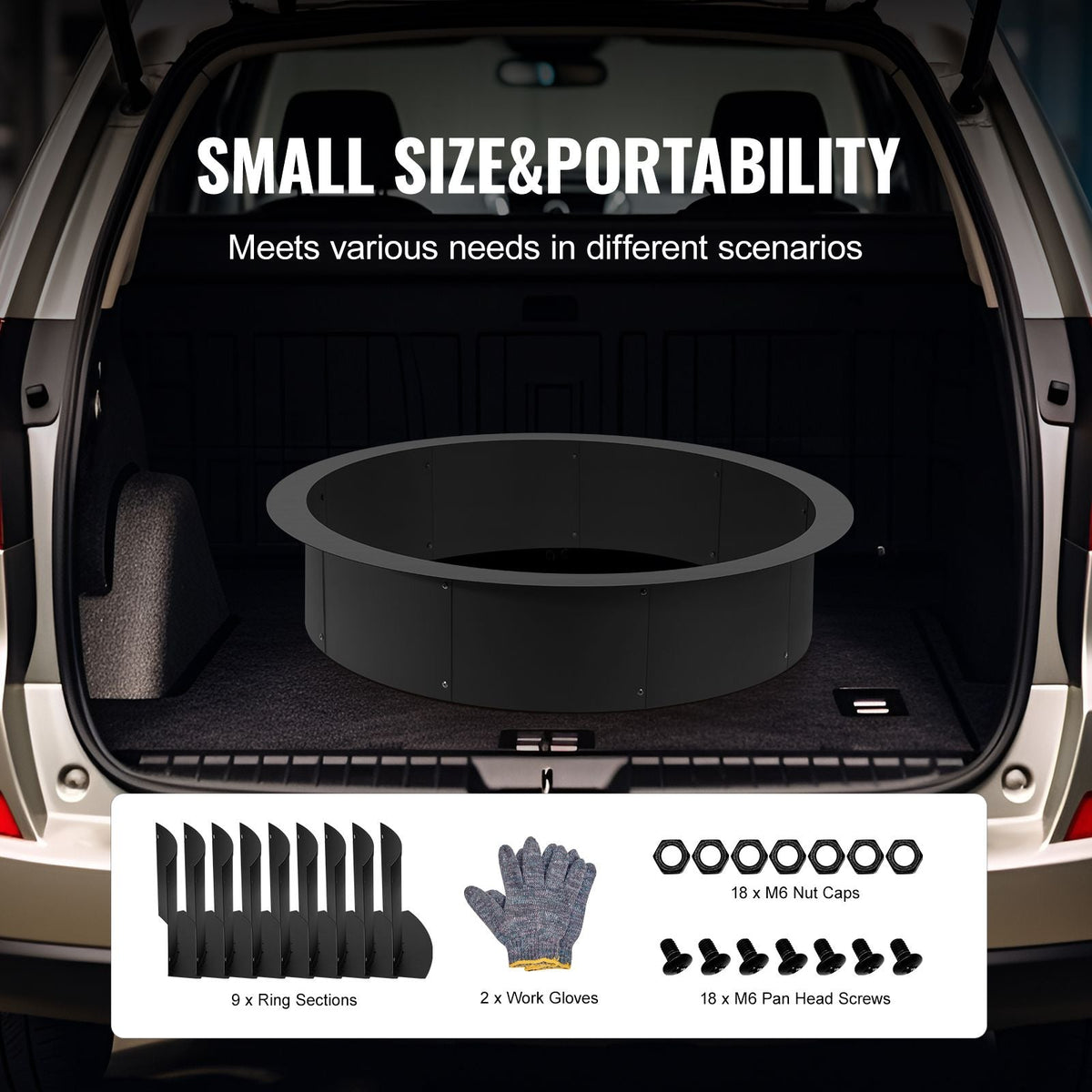Fire Pit Ring, 44-Inch Outer/39-Inch Inner Diameter, 10inch Height 2.5mm Thick Fire Pit Insert, Heavy Duty Carbon Steel Liner DIY Campfire Ring above or In-Ground, for Outdoor Camping, Bonfires