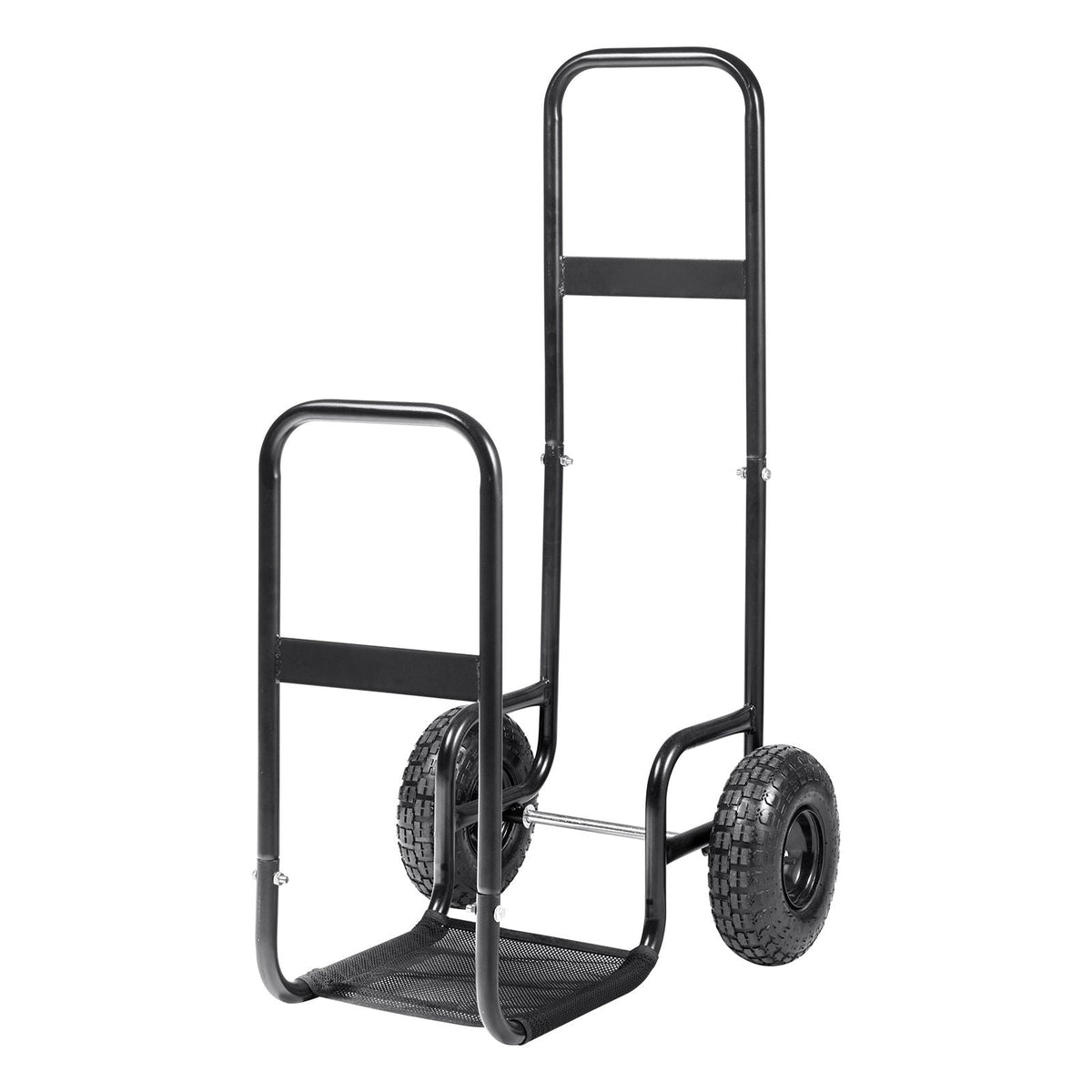 Firewood Log Cart, 250 lbs Load Capacity, Outdoor and Indoor Wood Rack Storage Mover with Pneumatic Rubber Wheels, Heavy Duty Steel Dolly Hauler, Firewood Carrier for Fireplace, Fire Pit, Black