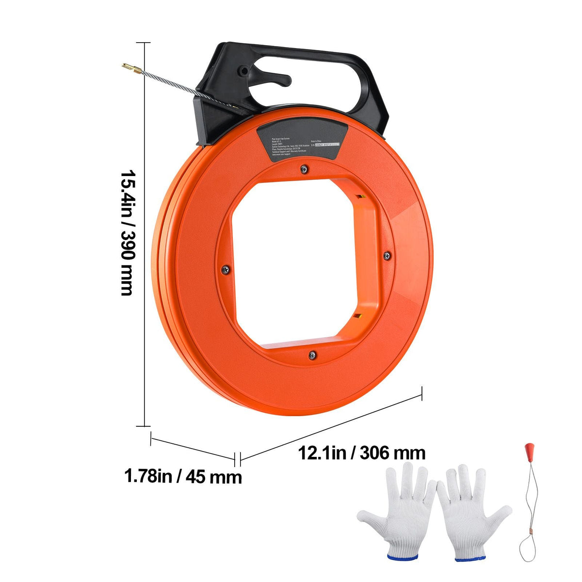 Fish Tape, 100 ft, 3/16-inch, Fiberglass Cable Guide with Enhanced Casing and Grip, User-Friendly Wire Routing Instrument, Bendable Wiring Aid for Walls and Electrical Ducts, Insulating