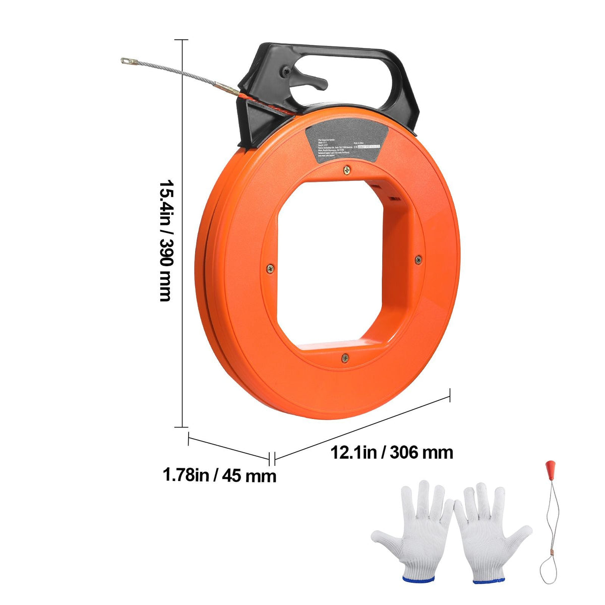 Fish Tape, 125-foot, 3/16-inch, PET Wire Puller with Optimized Housing and Handle, Easy-to-Use Cable Puller Tool, Flexible Wire Fishing Tools for Walls and Electrical Conduit, Non-Conductive