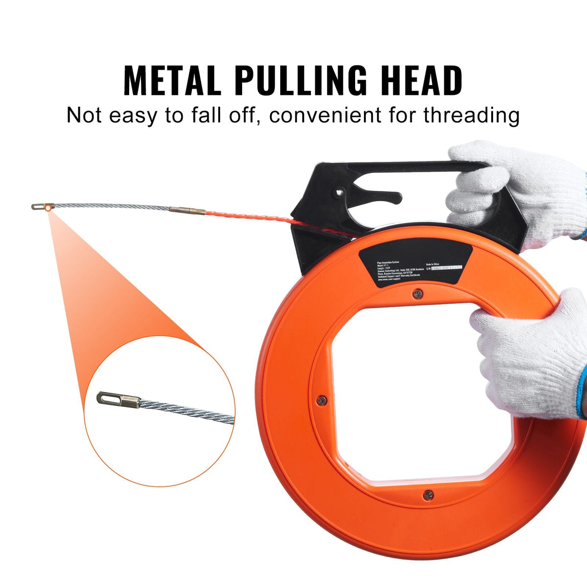 Fish Tape, 125-foot, 3/16-inch, PET Wire Puller with Optimized Housing and Handle, Easy-to-Use Cable Puller Tool, Flexible Wire Fishing Tools for Walls and Electrical Conduit, Non-Conductive