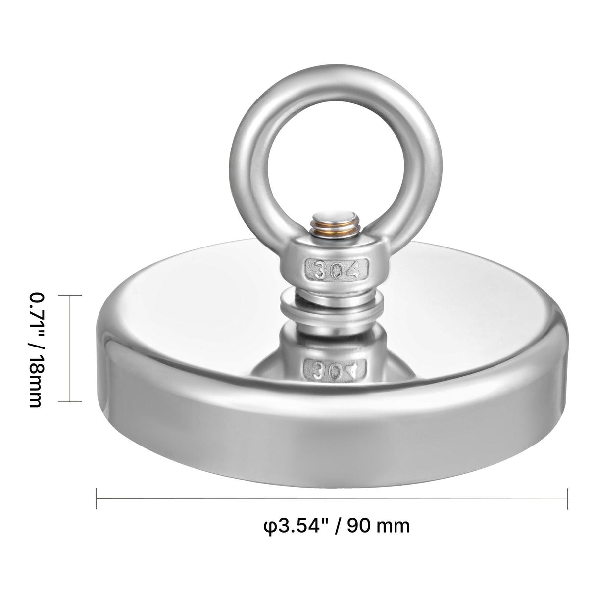 Fishing Magnet, 1000 LBS/454 Kg Pulling Force Super Strong Neodymium Fishing Magnet, Rare Earth Magnet with Handle Diameter 2.72 in/69 mm for Retrieving in River, Magnetic Fishing, Heavy Hanging