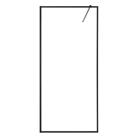Fixed Glass Shower Panel, 34 x 73.6 in Full-Framed Fixed Shower Screen, 5/16 in Thick Clear Tempered Glass Door with Bottom Seal Strip and Hardware, Easy to Clean, for Bathroom, Matte Black