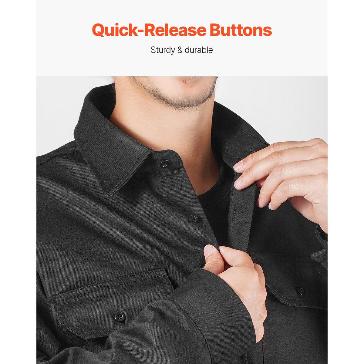 Flame Resistant Welding Jacket, 7oz. FR Shirts for Men, Machine Washable Cotton Heat-Resistant Welding Shirt, Meets ATPV 9.2 Cal/cm² Arc Rating - M Size