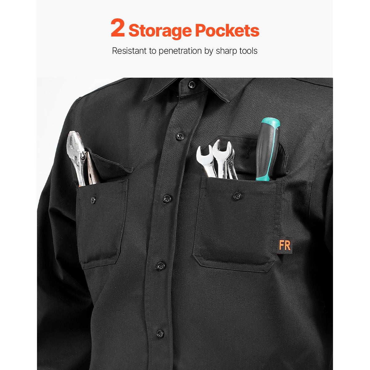 Flame Resistant Welding Jacket, 7oz. FR Shirts for Men, Machine Washable Cotton Heat-Resistant Welding Shirt, Meets ATPV 9.2 Cal/cm² Arc Rating - M Size
