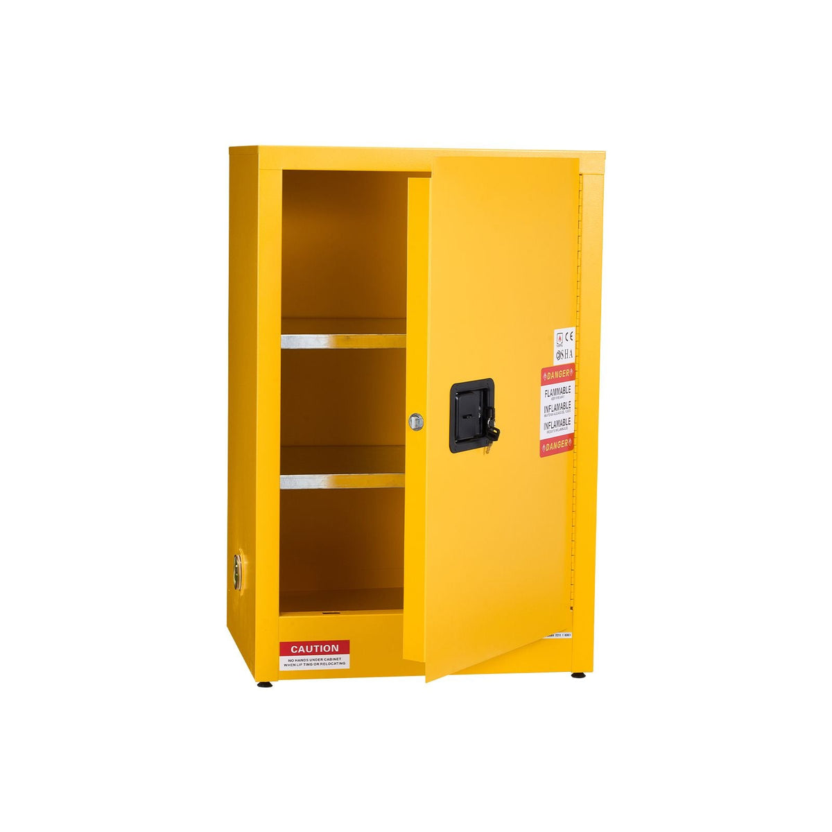 Flammable Cabinet, 23.2 x 18.1 x 35.4 Inch, 13 Gallon Flammable Storage Cabinet with Adjustable Shelf, Cold-Rolled and Galvanized Steel Fire Cabinets, for Commercial Industrial Home Use, Yellow