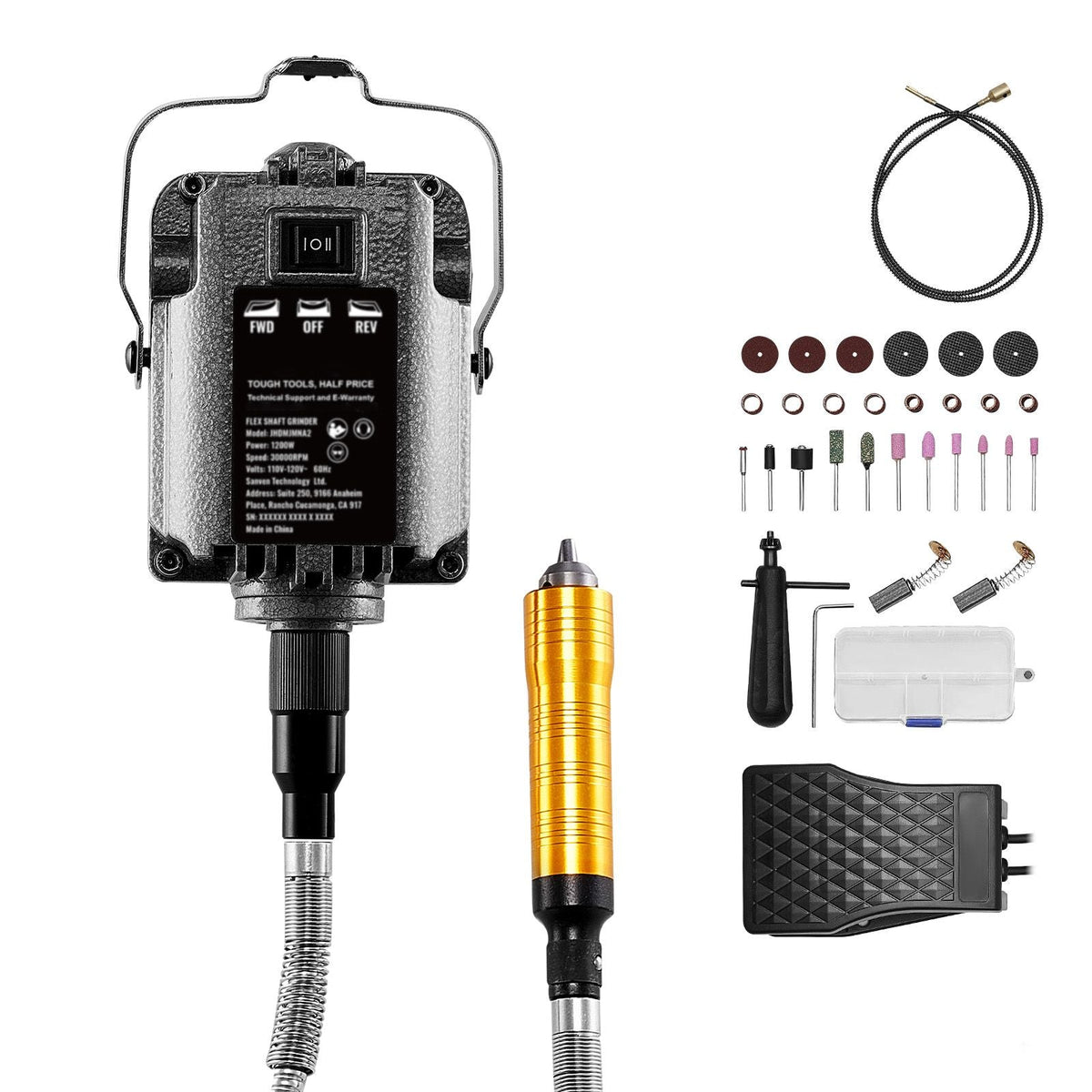 Flex Shaft Grinder, 1200W 30,000RPM Electric Flex Shaft Rotary Tool Carver, Multi-functional Hanging Grinding Machine with 31PCS Accessories & Foot Pedal for Carving Buffing Drilling Polishing