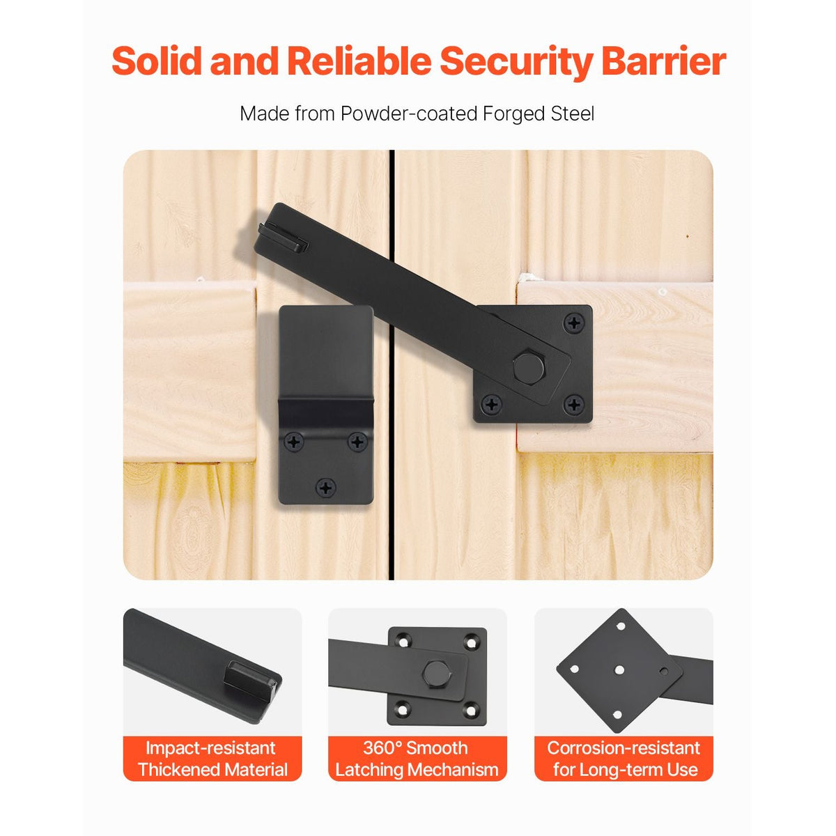 Flip Gate Latch, Metal Heavy Duty Gate Latches, Flip Latch Hardware with High Hardness, 360° Rotating Latches, Matte Powder Coating Finish, Ideal for Fence, Garage, Pool, Garden, Black