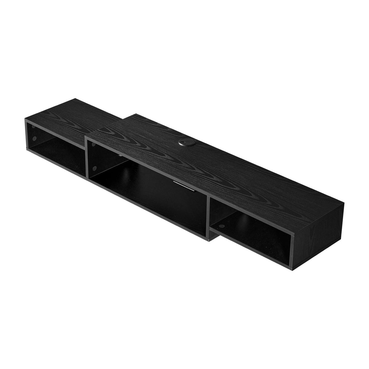 Floating TV Stand, 59" Wall Mount Entertainment Center with Power Outlet & Cable Hole, Modern Floating TV Shelf with Storage Cabinet for DVD Player, Cable Box, Game Console, TV Accessory, Black