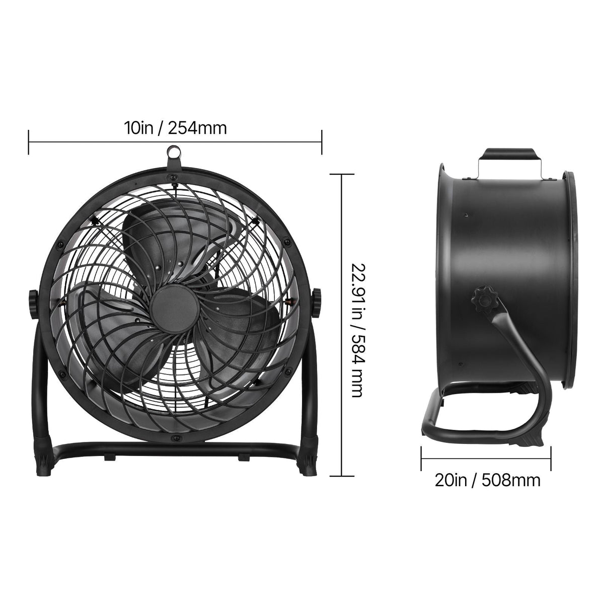 Floor Fan, 3 Speeds High Velocity Heavy Duty 14 Inch Industrial Fan, 2520 CFM 360° Adjustable Tilt 23.62 ft/sec Airflow Large Metal Fan, for Home, Gym, Office, Garage, Commercial Shop & Bedroom