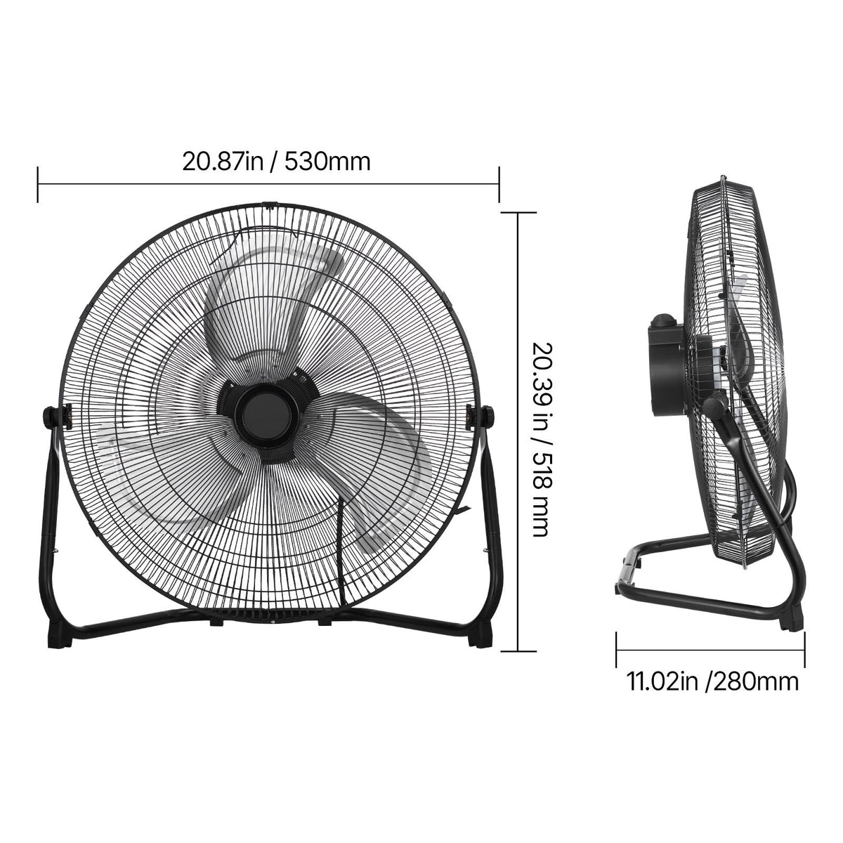 Floor Fan, 3 Speeds High Velocity Heavy Duty 18 Inch Industrial Fan, 4000 CFM 360° Adjustable Tilt 19.69 ft/sec Airflow Large Metal Fan, for Home, Gym, Office, Garage, Commercial Shop & Bedroom