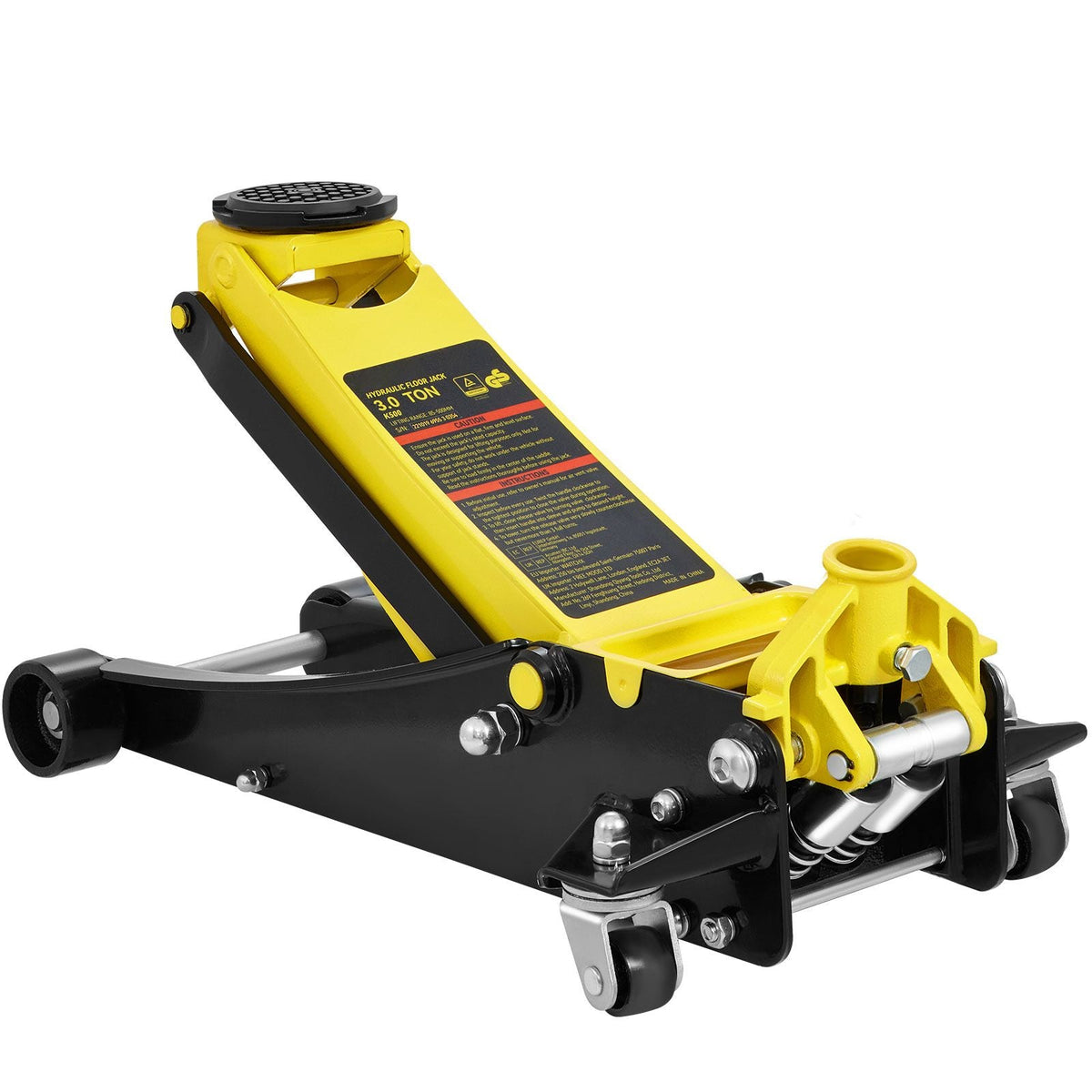 Floor Jack, 3 Ton Low Profile Floor Jack, Heavy-duty Steel Racing Floor Jack with Dual Pistons Quick Lift Pump, Floor Jack Lifting Range 3.35"-19.69"