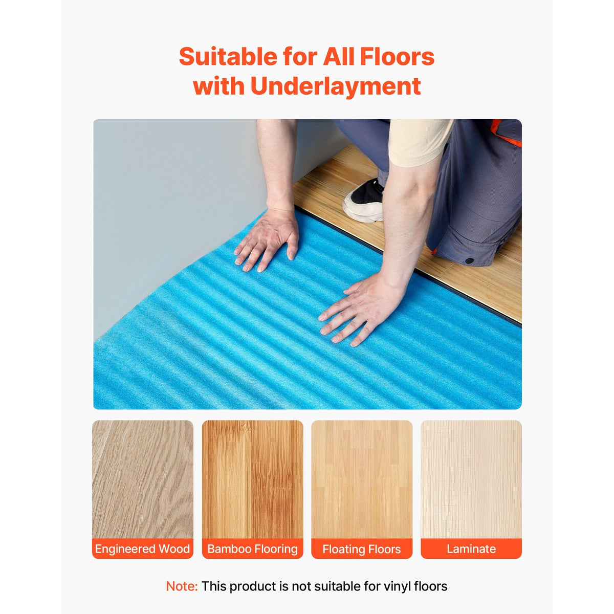 Floor Underlayment 200 sq. ft/Roll, 3-in-1 3 mm Thick Flooring Padding with Tape & Vapor Barrier, Heavy Duty EPE Foam with Blue PE, Soundproofing and Noise Reduction,for Laminate Wood Floors