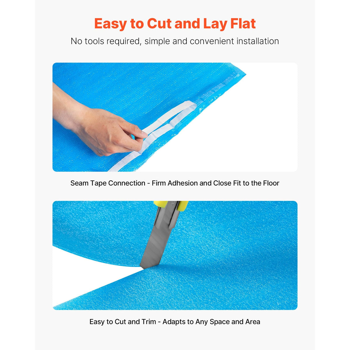 Floor Underlayment 300 sq. ft, 3-in-1 3 mm Thick Flooring Padding with Tape & Vapor Barrier, Heavy Duty EPE Foam Soundproofing & Noise Reduction, for Laminate Wood (3 Rolls x 100 sq. ft)