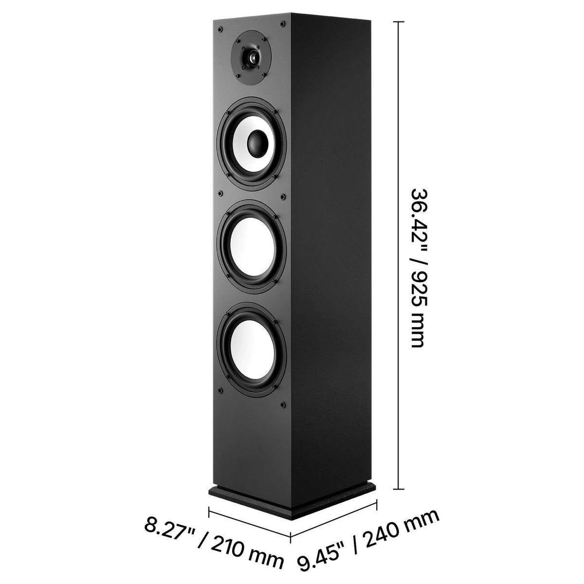 Floorstanding Speaker, 2-Way, Floor-Standing Tower Speaker with 1-Inch Tweeter, 6.5-Inch Woofer, 200W Peak Power, 70Hz–20kHz Frequency Response, Durable MDF Enclosure, for Home Audio, Single