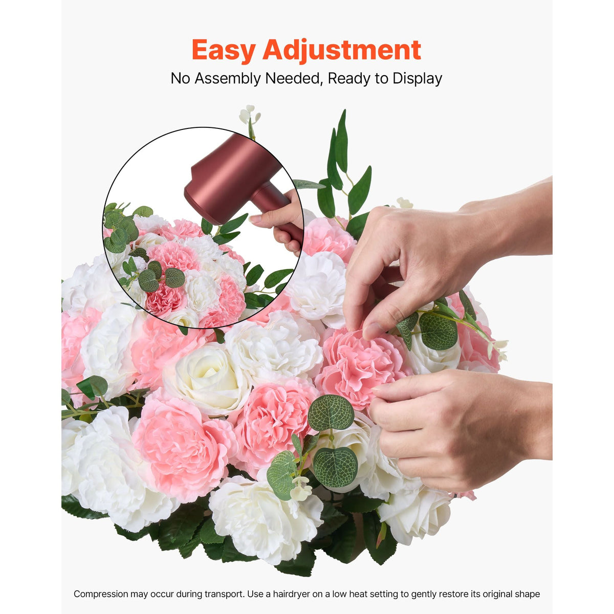 Flower Ball Arrangement Bouquet 10 PCS, 17.7-Inch Diameter Artificial Flower Balls Wedding Table Centerpieces, Rose Arrangements for Wedding Centerpiece Home Decorations, Pink and White Roses