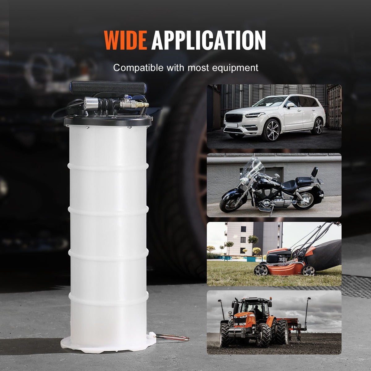 Fluid Extractor, 1.74 Gallons (6.5 Liters), Pneumatic/Manual Oil Changer Vacuum Fluid Extractor with Dipstick and Suction Hose, Oil Extractor Change Pump for Automotive Fluids Vacuum Evacuation