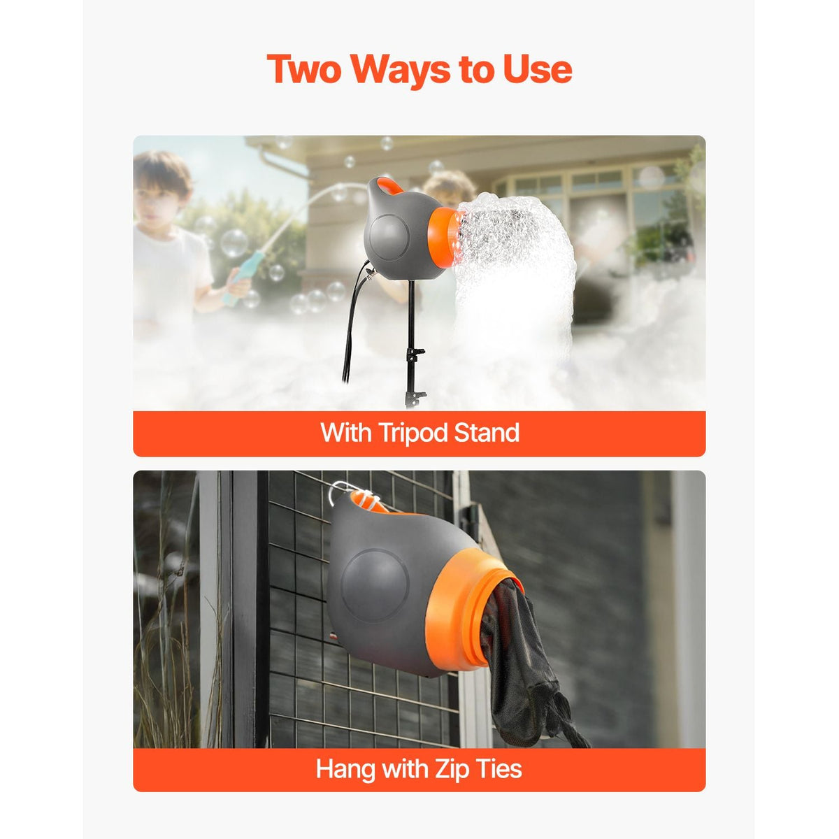 Foam Machine, 115 W Party Foam Cannon, Portable Foam Maker with a Tripod Stand, Powerful Foam Party Machine, for Backyard, Pool, Outdoor Events, Birthdays, Celebrations and Party, Grey & Orange