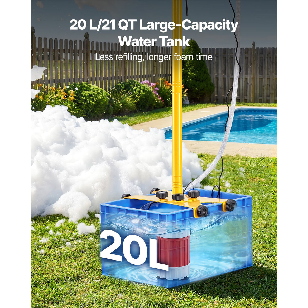 Foam Machine, Adjustable Angle Control Foam Cannon Party Machine, Bubble Cannon with 21QT Water Tank, Stable Vertical Design, Dense Foams Maker for Gatherings, Celebrations & Party
