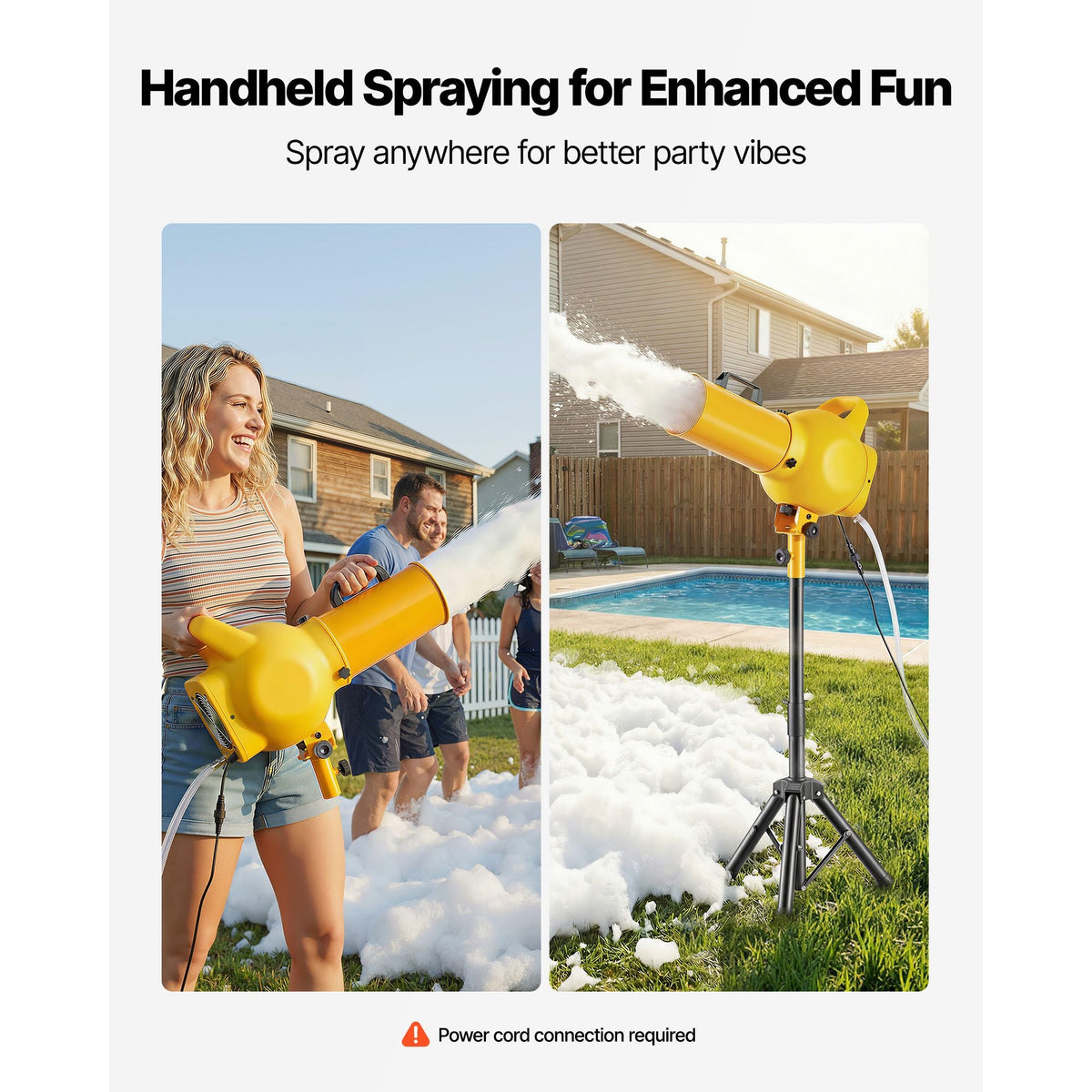 Foam Machine, Handheld Spray Foam Cannon Party Machine, Bubble Cannon with Fan & Triangular Structure, Dense Foams Maker for Gatherings, Backyard, Celebrations & Party, Continuous Foams Output