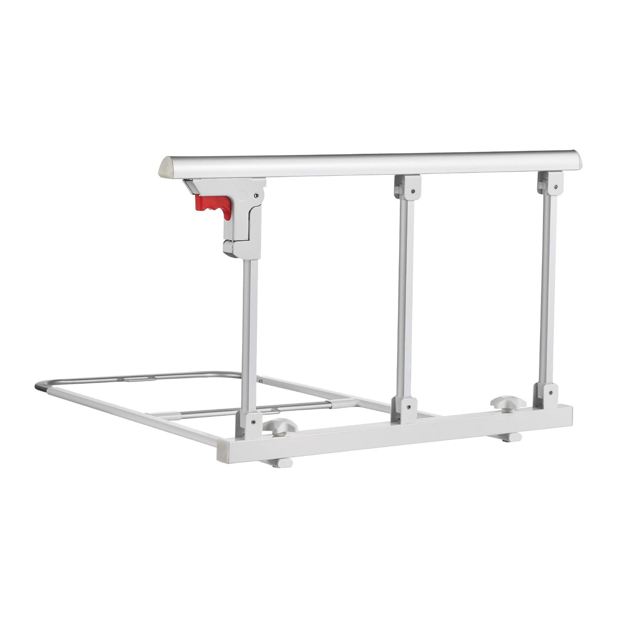 Foldable Bed Rail for Elderly, 28 in Bedside Assist Rail with Fixing Strap, Adjustable Height Pipe Bedside Cane, High-Strength Metal Senior Bed Bar, Hand Guard Grab Fits King, Queen, Full, Twin