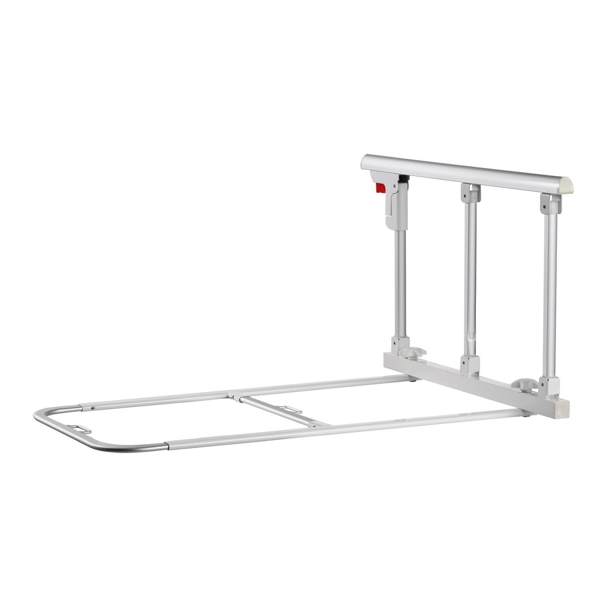 Foldable Bed Rail for Elderly, 28 in Bedside Assist Rail with Fixing Strap, Adjustable Height Pipe Bedside Cane, High-Strength Metal Senior Bed Bar, Hand Guard Grab Fits King, Queen, Full, Twin
