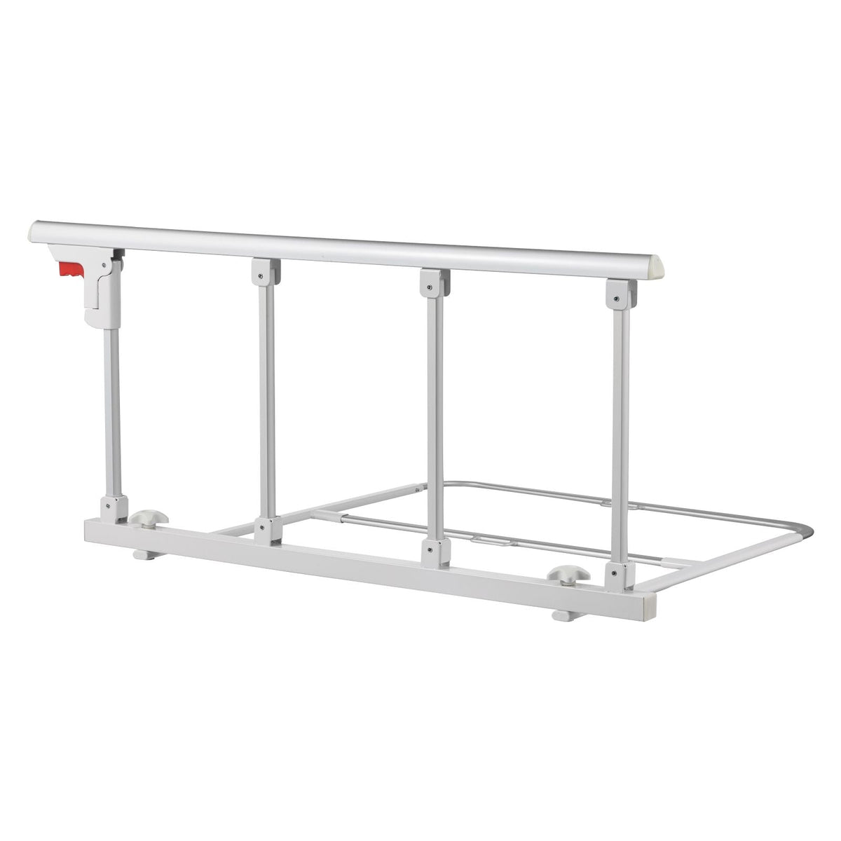 Foldable Bed Rail for Elderly, 38 in Bedside Assist Rail with Fixing Strap, Adjustable Height Pipe Bedside Cane, High-Strength Metal Senior Bed Bar, Hand Guard Grab Fits King, Queen, Full, Twin