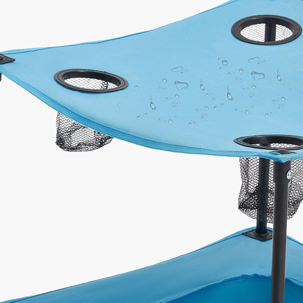 Folding Camping Table, Portable Outdoor Lightweight Picnic Table, 600D Oxford Fabric Waterproof Canvas Travel Beach Tables, with 4 Cup Holders, Carry Bag, for Tailgating Camping Picnic, Blue