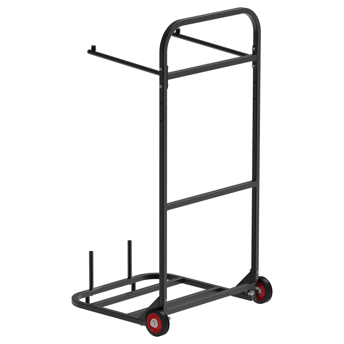 Folding Chair Rack, 100 LBS Capacity, Heavy-duty Chair Cart for Hanging 10 Chairs, Multi-Function Metal Chair Storage Dolly with Rubber Wheels, Push-Style Chair Holder, Matte Black