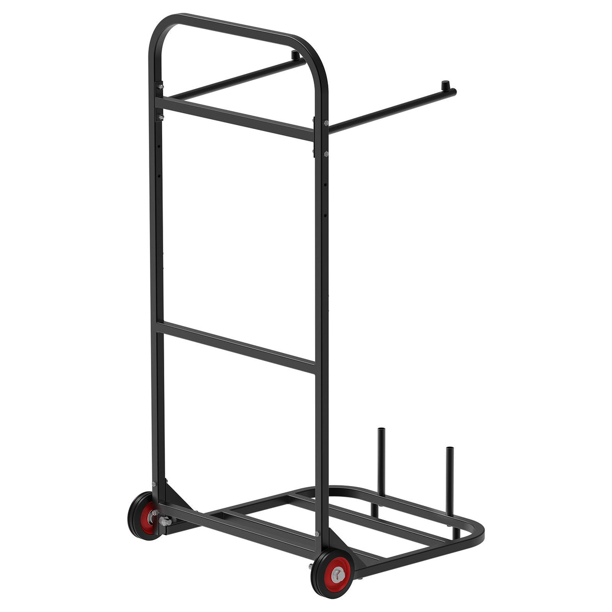 Folding Chair Rack, 100 LBS Capacity, Heavy-duty Chair Cart for Hanging 10 Chairs, Multi-Function Metal Chair Storage Dolly with Rubber Wheels, Push-Style Chair Holder, Matte Black