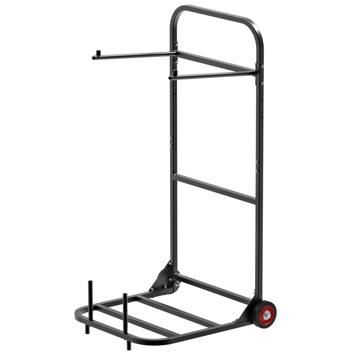 Folding Chair Rack, 100 LBS Capacity, Heavy-duty Chair Cart for Hanging 10 Chairs, Multi-Function Metal Chair Storage Dolly with Rubber Wheels, Push-Style Chair Holder, Matte Black