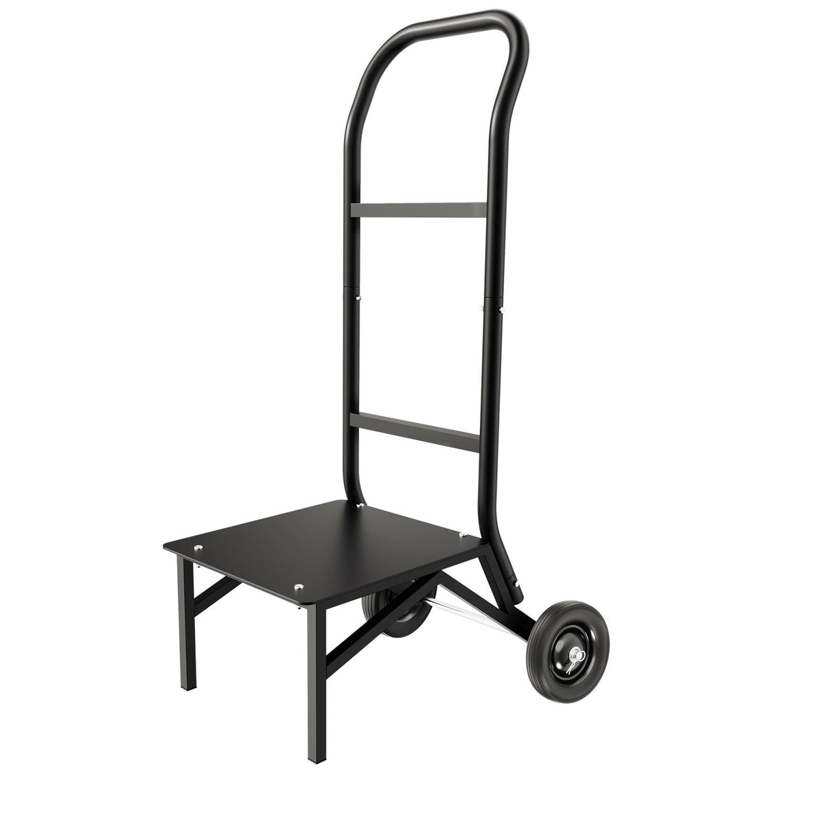 Folding Chair Rack, 150 LBS Capacity, Heavy-duty Chair Cart for Stacking 10 Chairs, Multi-Function Metal Chair Storage Dolly with Rubber Wheels, Push-Style Chair Holder, Matte Black