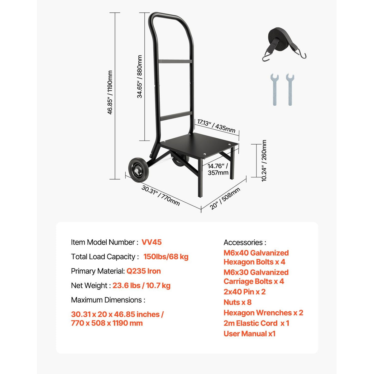 Folding Chair Rack, 150 LBS Capacity, Heavy-duty Chair Cart for Stacking 10 Chairs, Multi-Function Metal Chair Storage Dolly with Rubber Wheels, Push-Style Chair Holder, Matte Black