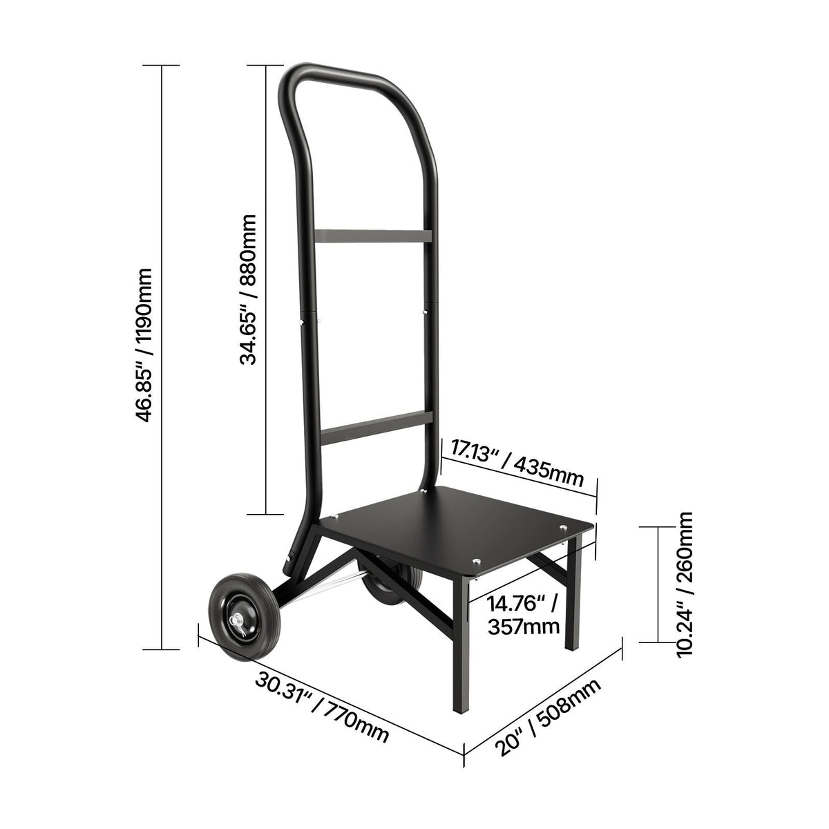 Folding Chair Rack, 150 LBS Capacity, Heavy-duty Chair Cart for Stacking 10 Chairs, Multi-Function Metal Chair Storage Dolly with Rubber Wheels, Push-Style Chair Holder, Matte Black
