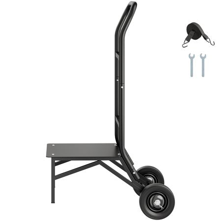 Folding Chair Rack, 150 LBS Capacity, Heavy-duty Chair Cart for Stacking 10 Chairs, Multi-Function Metal Chair Storage Dolly with Rubber Wheels, Push-Style Chair Holder, Matte Black