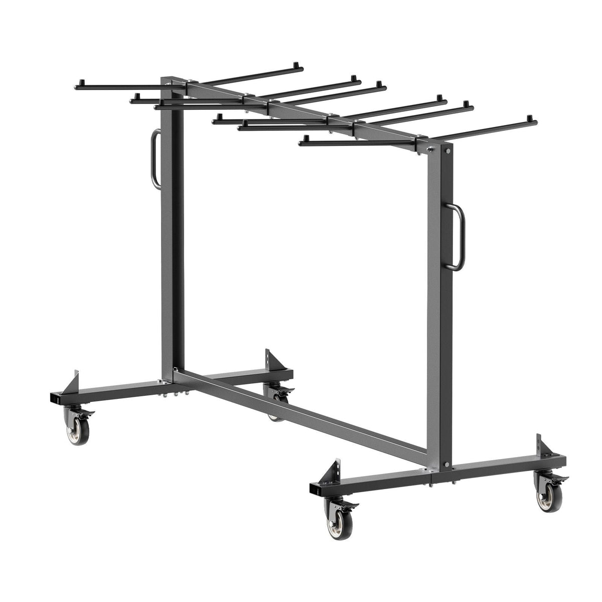 Folding Chair Rack, 400 LBS Capacity, Heavy-duty Chair Cart for 42 Chairs or 12 Tables, Multi-Function Chair Storage Dolly with Rubber Wheels and Holders, Large Chair Holder, Matte Black