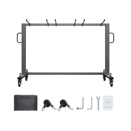 Folding Chair Rack, 400 LBS Capacity, Heavy-duty Chair Cart for 42 Chairs or 12 Tables, Multi-Function Chair Storage Dolly with Rubber Wheels and Holders, Large Chair Holder, Matte Black