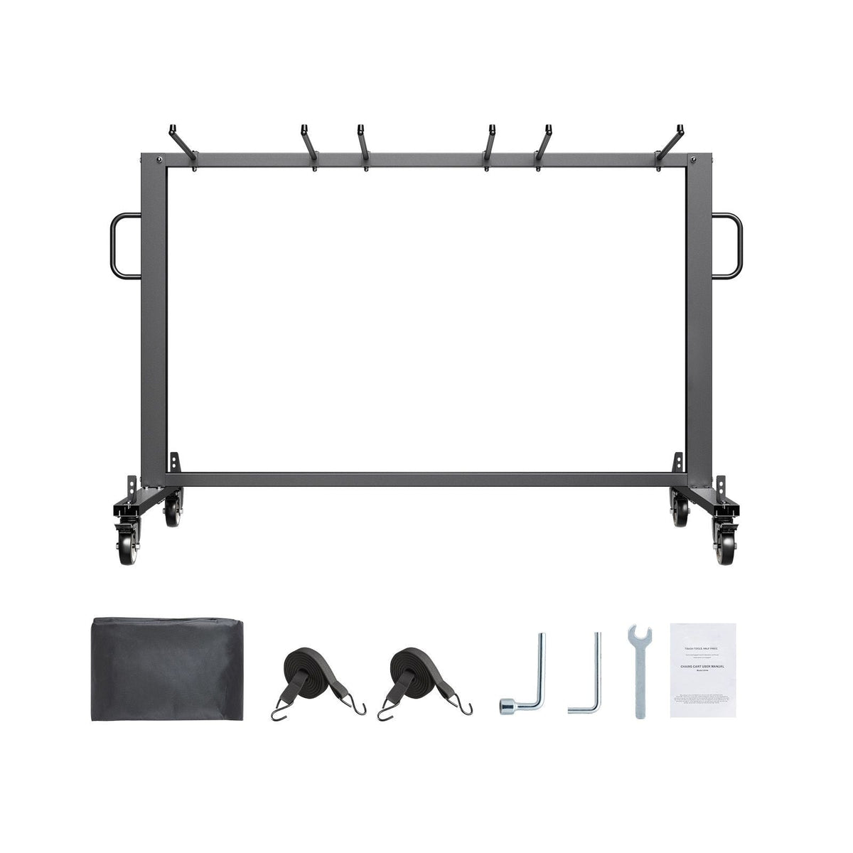 Folding Chair Rack, 400 LBS Capacity, Heavy-duty Chair Cart for 42 Chairs or 12 Tables, Multi-Function Chair Storage Dolly with Rubber Wheels and Holders, Large Chair Holder, Matte Black