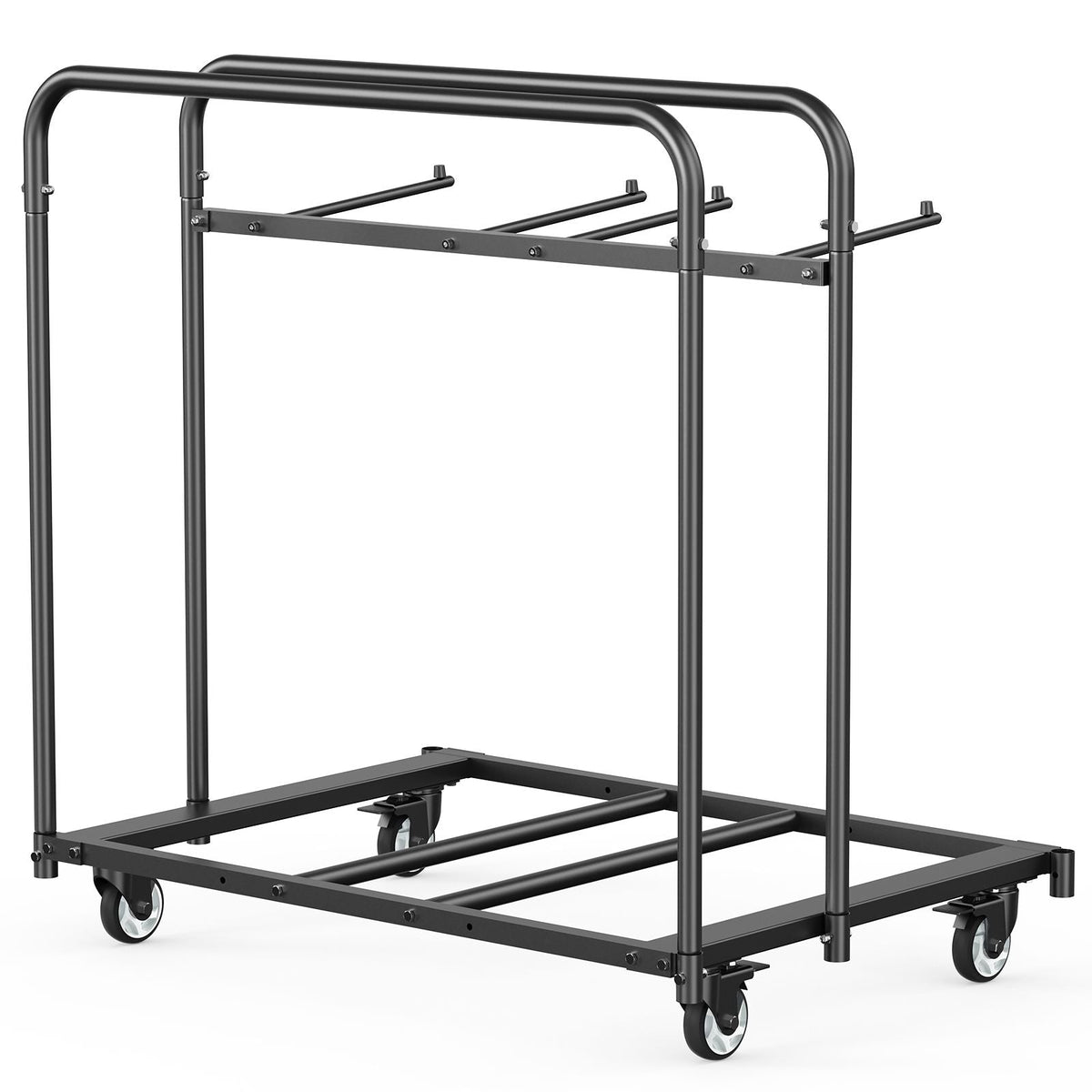 Folding Chair Rack, 400 LBS Capacity, Heavy-duty Chair Cart for 5 Tables+14 Chairs, Chair Storage Dolly Chair Holder w/ Swivel Casters and Locking Wheels,for Party Event,Hotel, Matte Black