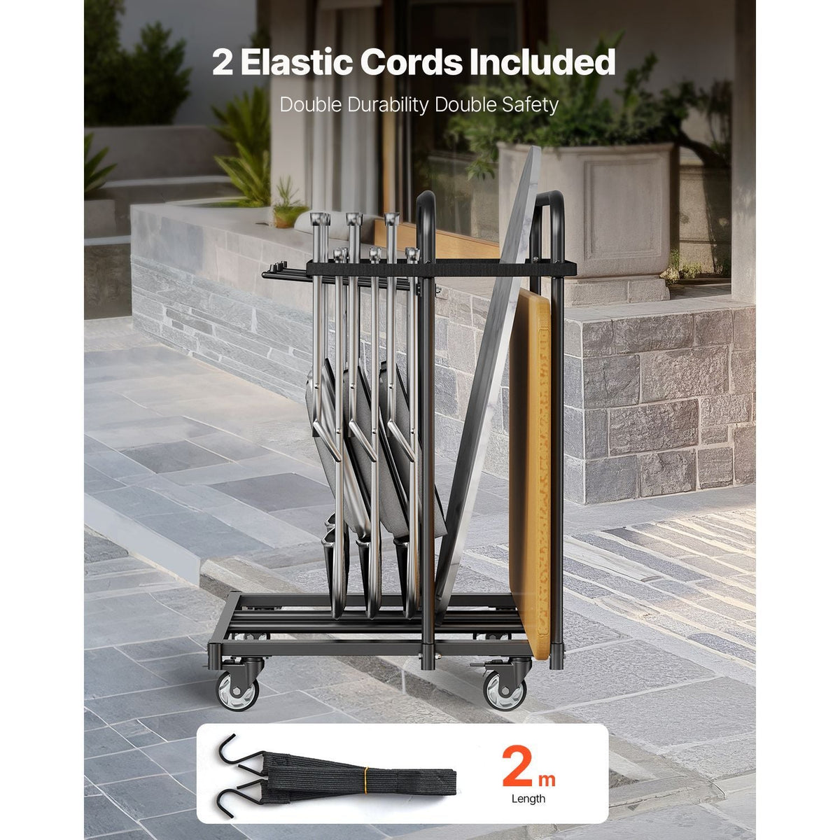 Folding Chair Rack, 400 LBS Capacity, Heavy-duty Chair Cart for 5 Tables+14 Chairs, Chair Storage Dolly Chair Holder w/ Swivel Casters and Locking Wheels,for Party Event,Hotel, Matte Black