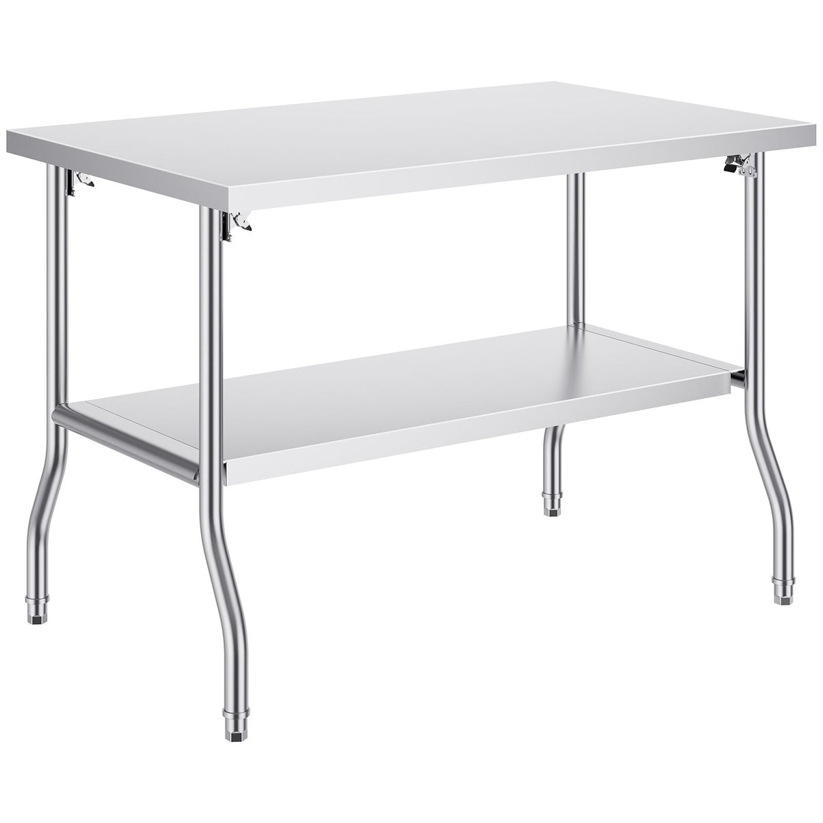 Folding Commercial Prep Table, 48 x 30 Inch Commercial Worktable Workstation with Undershelf, Heavy-duty Stainless Steel Folding Table with 300 lbs Load, for Home Kitchen Restaurant Garage