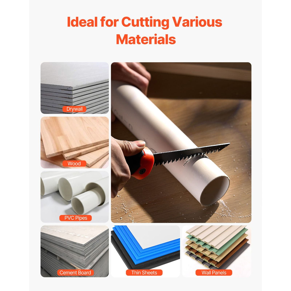 Folding Jab Saw, 5 in Foldable Jab Saw with Soft Grip Handle, Folding Drywall Saw with Triple Ground Teeth and Sharp Tip, for Drywall, Wood, PVC Pipes, Cement Board, Thin Sheets, Wall Panels