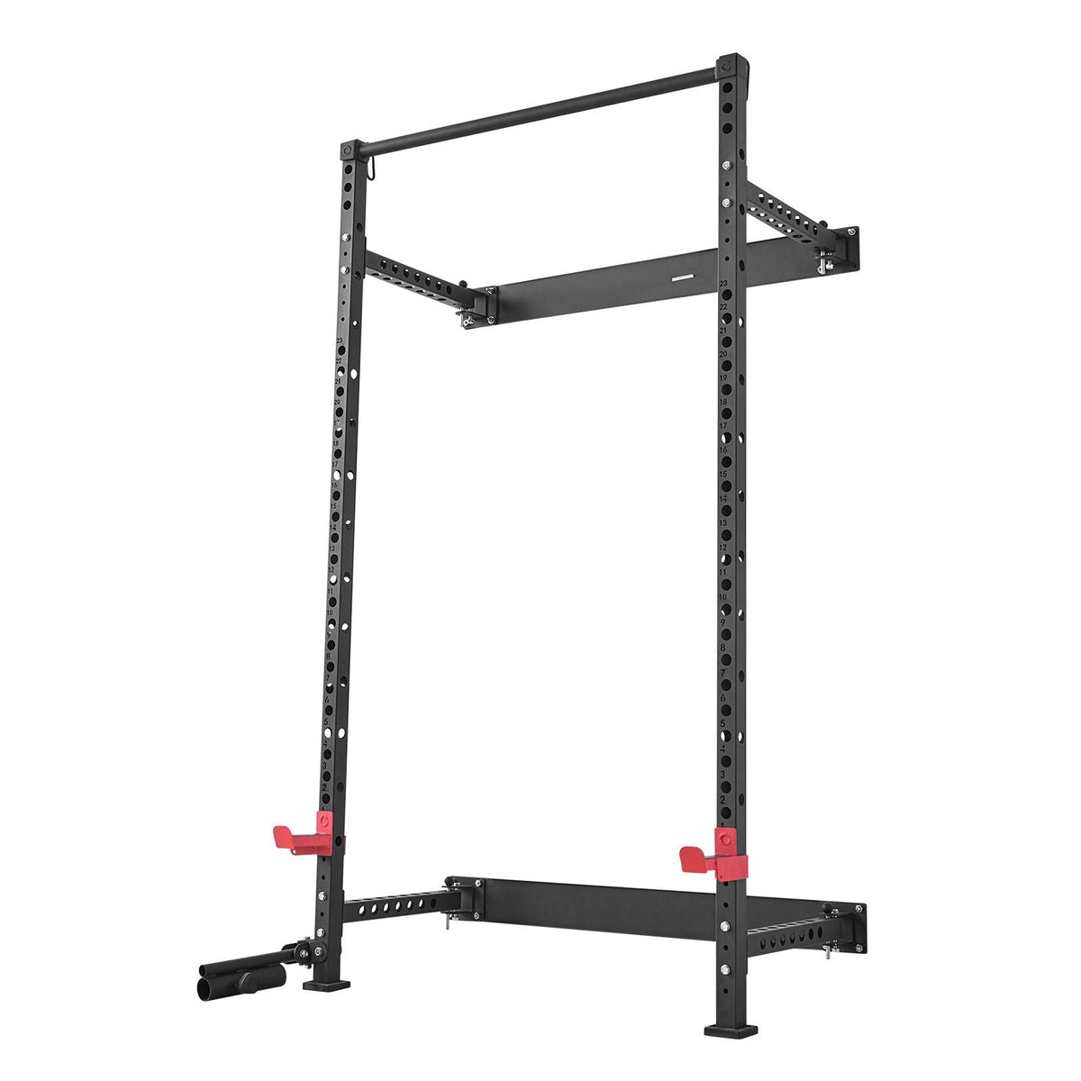 Folding Power Cage, Wall-Mounted Power Rack Squat Rack, Multifunctional Strength Training Workout Equipment with Landmine Holder, Adjustable J-Hooks & Pull-Up Bar for Home Gym, 1000LBS Capacity