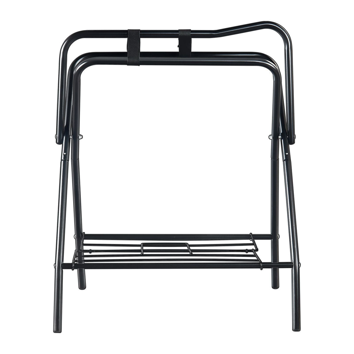 Folding Saddle Rack, 28 x 19 x 37.5 in, 2 Packs Freestanding Horse Saddle Stand, Portable Horse Blanket Holder, Heavy Duty Steel Saddle Rack for English & Western Saddles, Tack Storage, Black