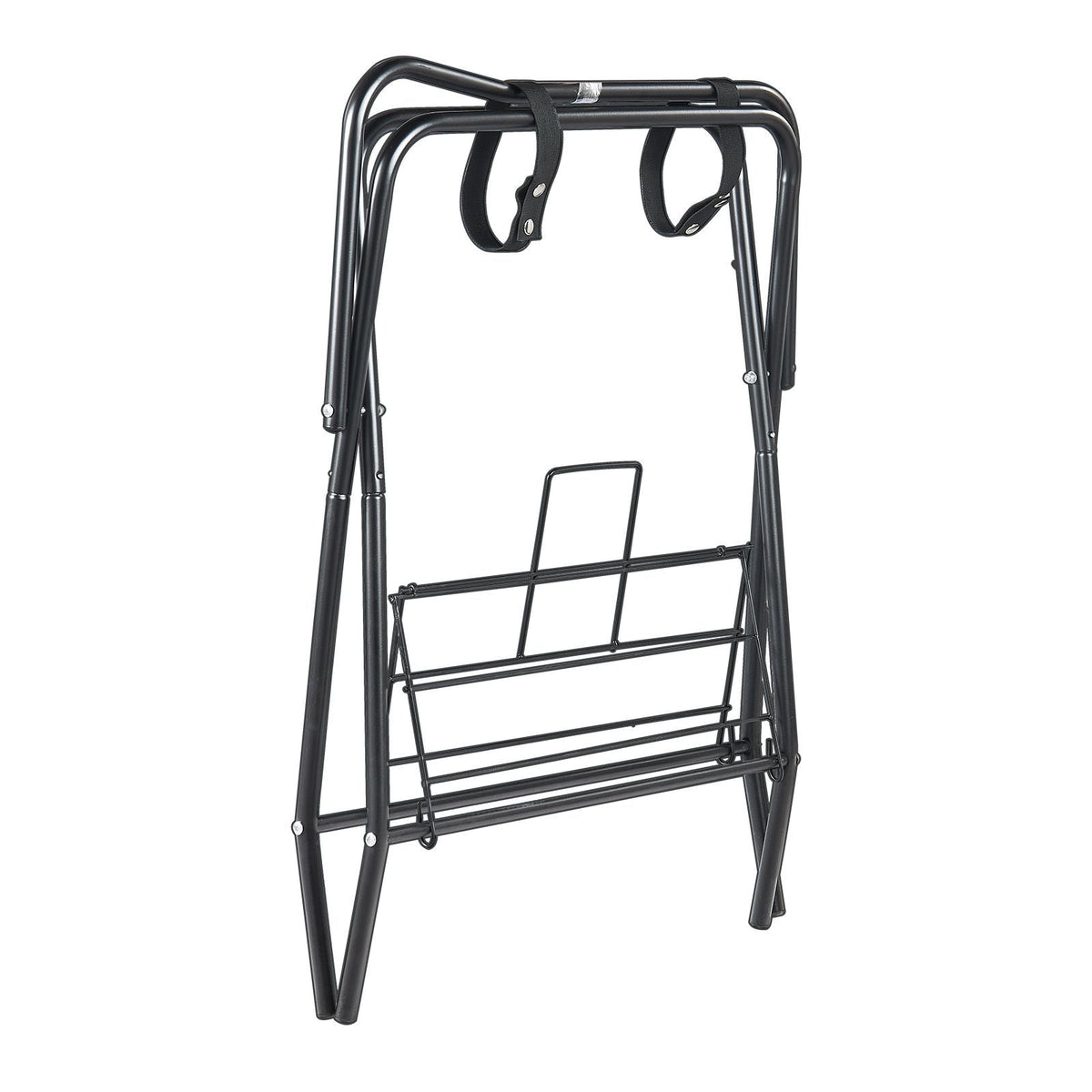 Folding Saddle Rack, 28 x 19 x 37.5 in, 2 Packs Freestanding Horse Saddle Stand, Portable Horse Blanket Holder, Heavy Duty Steel Saddle Rack for English & Western Saddles, Tack Storage, Black