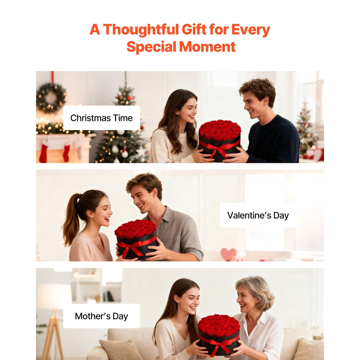 Forever Flowers, 27 Preserved Roses in a Box, Eternal Flowers Immortal Bouquet Birthday Present for Delivery Prime Women Her Wife Mothers, Anniversary, Valentine's Day,Christmas, Red
