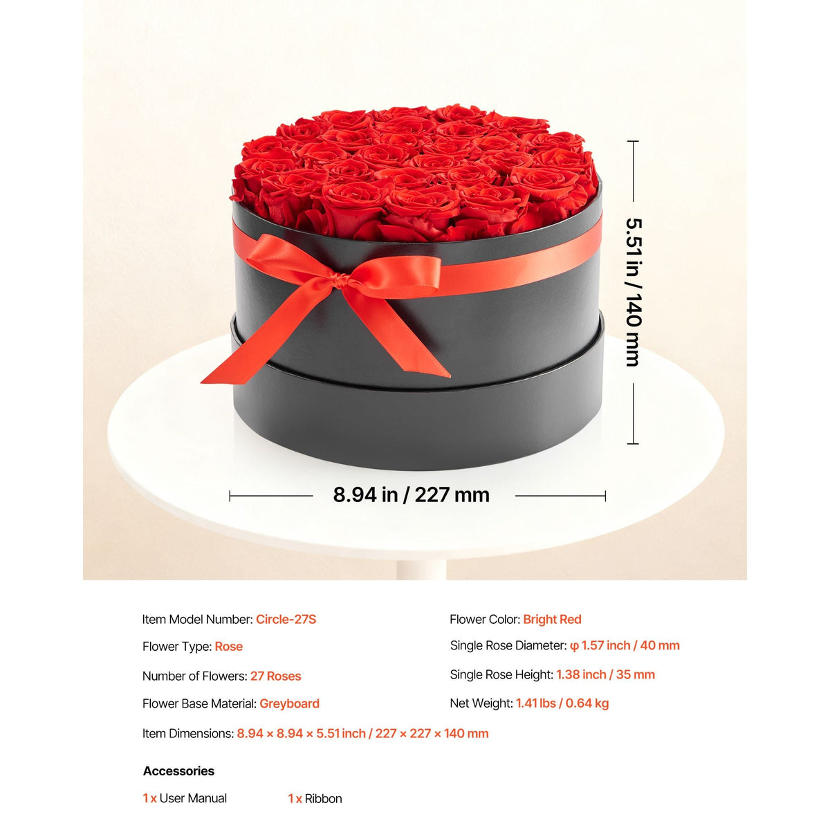 Forever Flowers, 27 Preserved Roses in a Box, Eternal Flowers Immortal Bouquet Birthday Present for Delivery Prime Women Her Wife Mothers, Anniversary, Valentine's Day,Christmas, Red