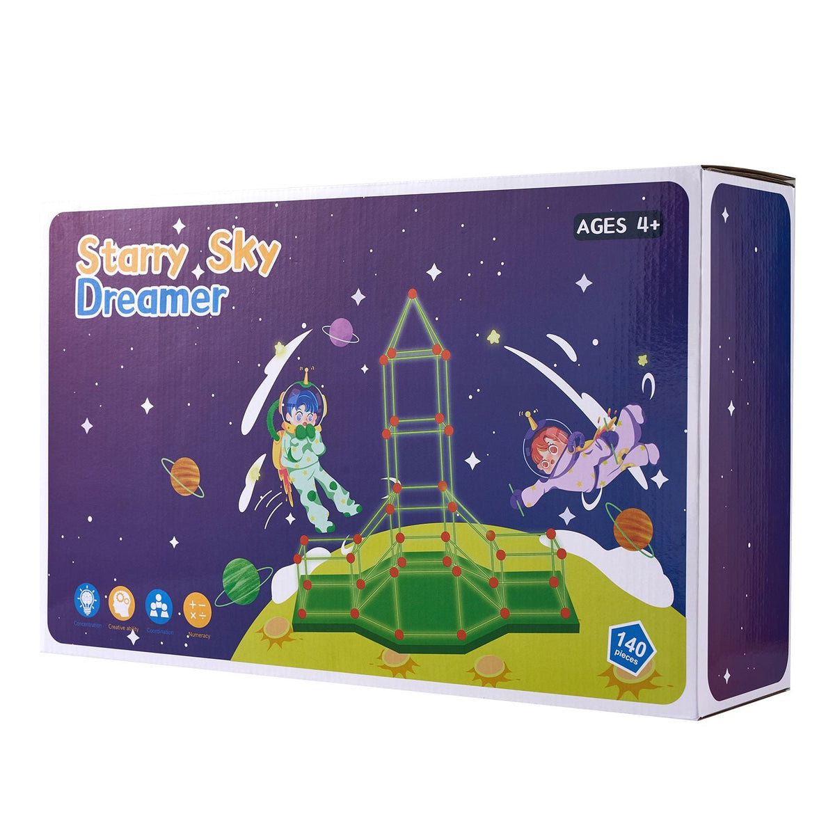Fort Building Kit for Kids, 140PCS Glow in The Dark STEM Building Toys, Educational Gift for 4 5 6 7 8+ Year Old Boys & Girls Indoor Outdoor Play Tent Construction Toys with 96 Rods and 44 Balls